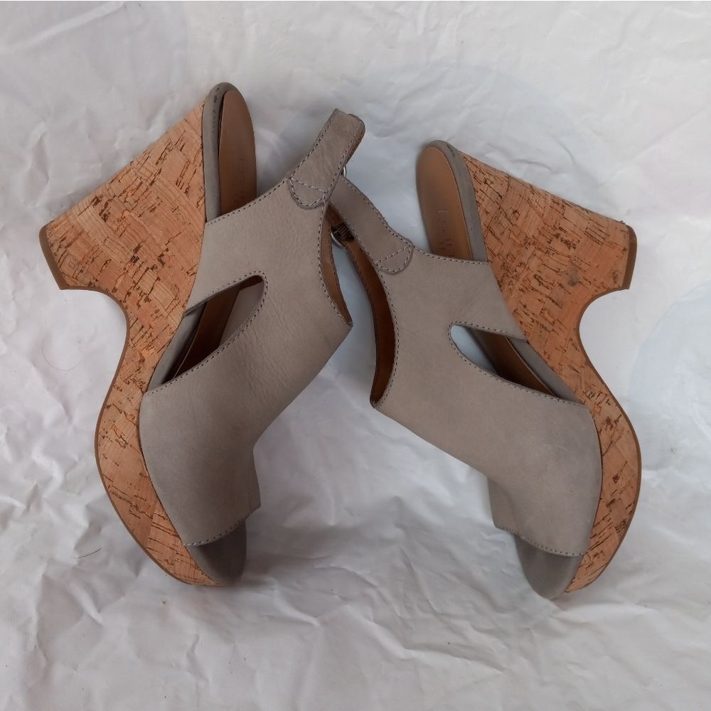 Franco Sarto Cork Taupe Wedge Sandals Size 7